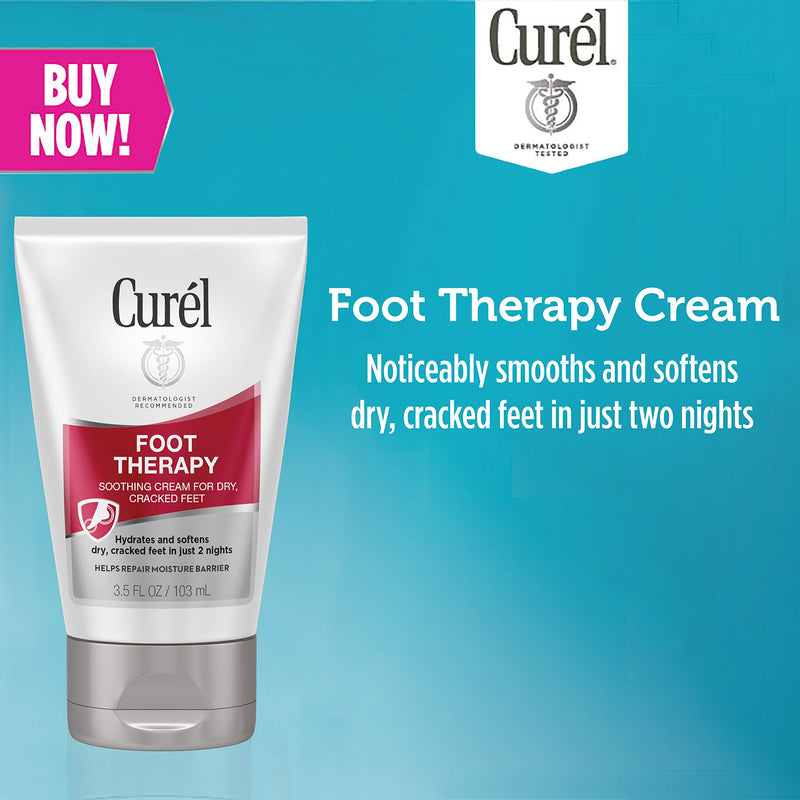 [Australia] - Curél Foot Therapy Cream, Soothing Lotion for Dry, Callused Feet and Cracked Heels, Quick Absorbing, Humectant Moisturizer, 3.5 Ounce, with Shea Butter, Coconut Milk, and Vitamin E 