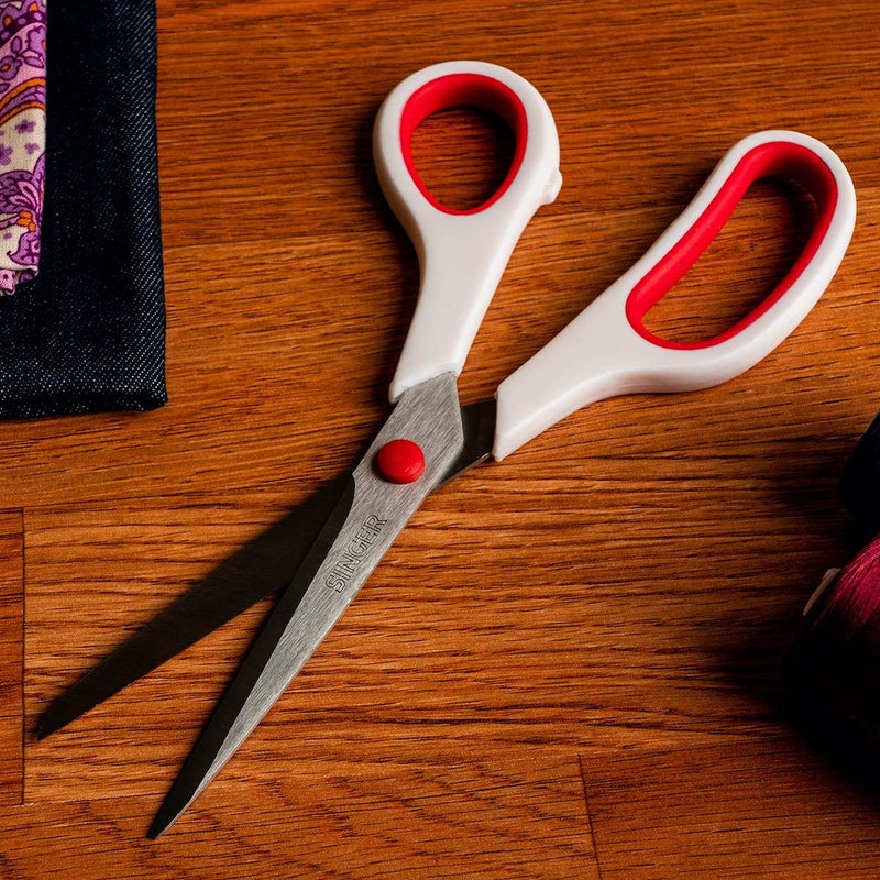 [Australia] - SINGER Fabric Scissors with Comfort Grip, 1-pack, Red & White 