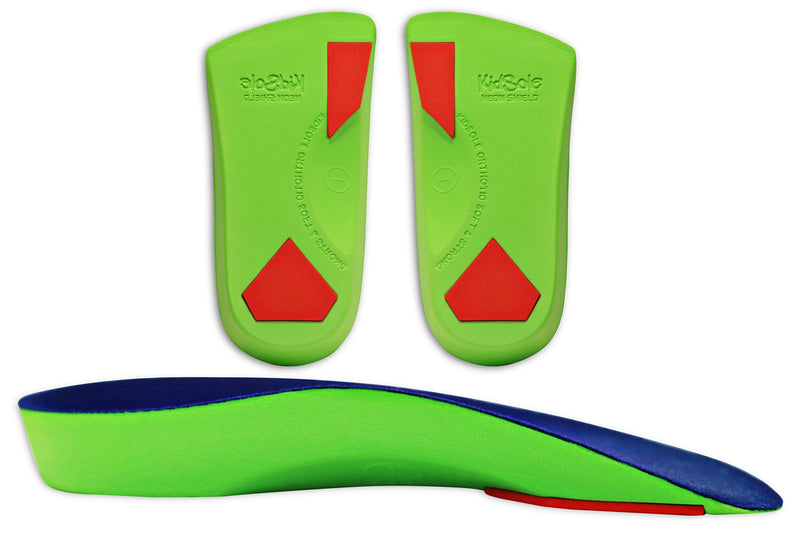 [Australia] - KidSole 3/4 Length Neon Shield Arch Support Insole for kids with foot pronation, flat feet, or any other undiagnosed arch support issues (Big Kids Size US 4-7.5) Big Kids Size US 4-7.5 