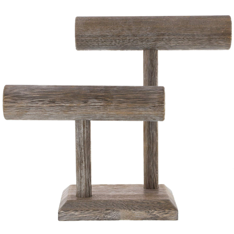 [Australia] - Bright Creations Rustic Wood 2 Tier Jewelry Holder T Bar Display 