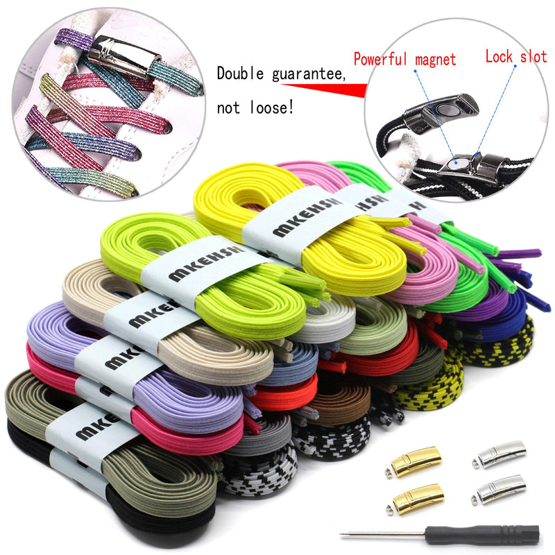 [Australia] - MKEHSH 2 Pairs with Magnetic Lock Flat No Tie Elastic Shoelaces for Kids Adults 39"inches(100CM) 05 Gray 