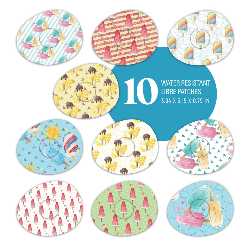 [Australia] - Rockadex - Freestyle Libre Sensor adhesives, Custom-Designed Freestyle Libre Patches, Diabetic Supplies Mix 10 Pack Icecream 
