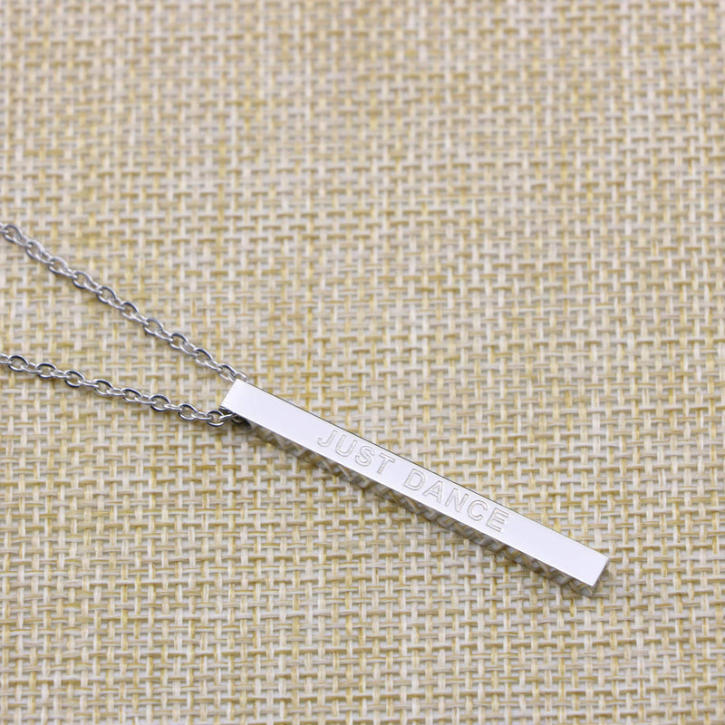 [Australia] - Joycuff Friendship Necklace Jewelry for Friends Women Inspirational Vertical Bar Pendants Jewellery Gift for Teen Girls Just dance(silver) 