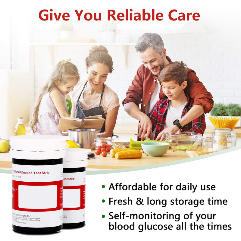 [Australia] - sinocare Diabete Blood Glucose Test Strips x 100 & Diabetes Lancets x 100, Safe AQ Test Strips, Blood Sugar Test Strips with Lancets 100 for Safe AQ Smart/Voice Only Aq Test Strips X 100 