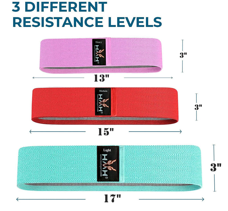 [Australia] - HMH Sports Resistance Bands, Fabric Exercise Bands 3 Resistance Level Workout Booty Bands For Hips & Glutes, Home Fitness, Yoga, Pilates Resistance Bands 
