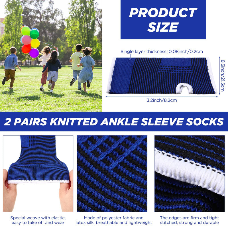 [Australia] - 4 Pairs Kids Ankle Brace includes 2 Pairs Foot Brace Supports Ankle Protector Wraps and 2 Pairs Knitted Ankle Sleeve Socks Kids Compression Socks for Sports Protection Joint Ankle Sprain 