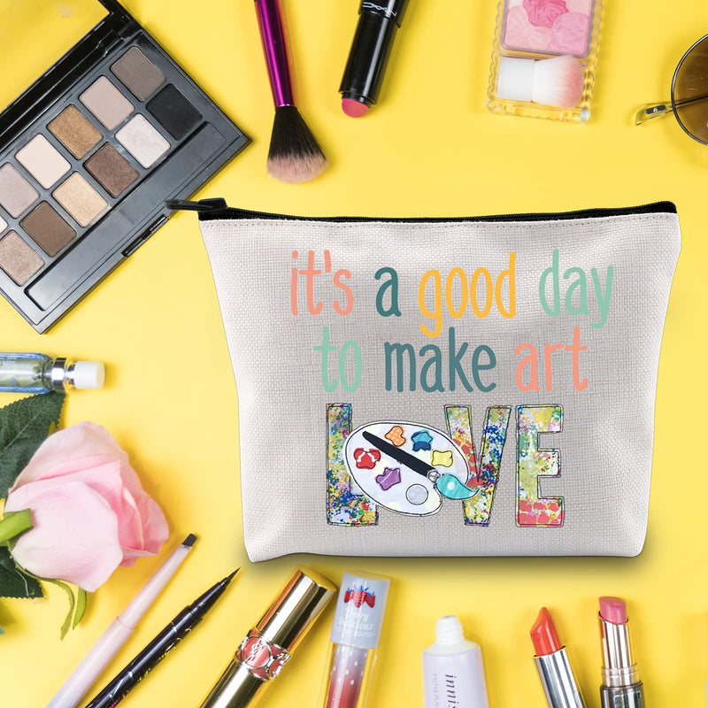 [Australia] - LEVLO Artist Painter Cosmetic Make Up Bag Art Teacher Student Gift It's A Good Day To Make Art Makeup Zipper Pouch Bag For Women Girls, To Make Art, 