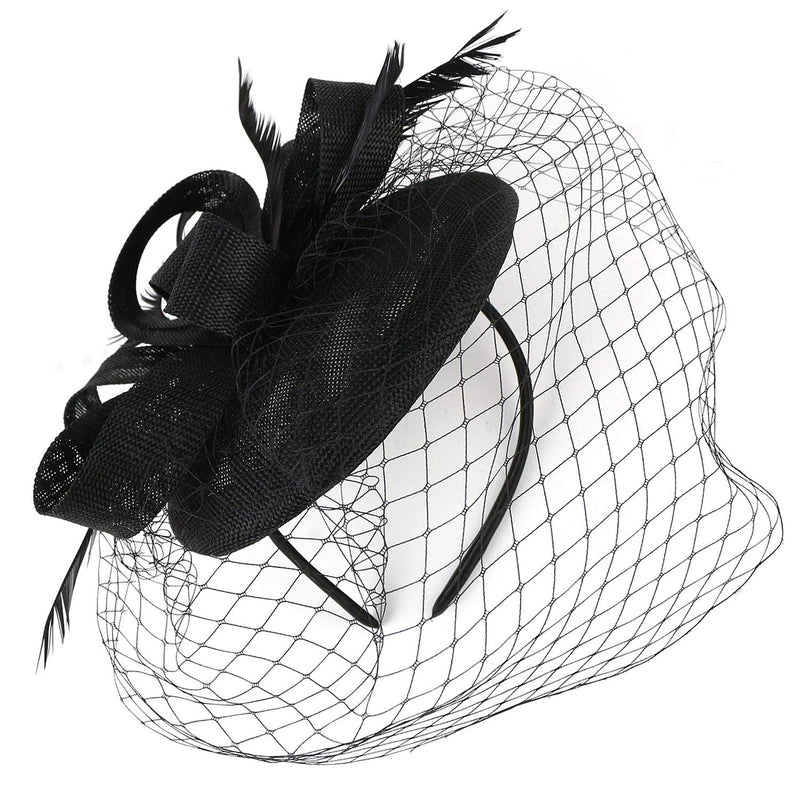 [Australia] - BABEYOND Women's Pillbox Fascinators Hat Headband Tea Party Fascinator Hat Veil Kentucky Derby Hat for Cocktail Black 