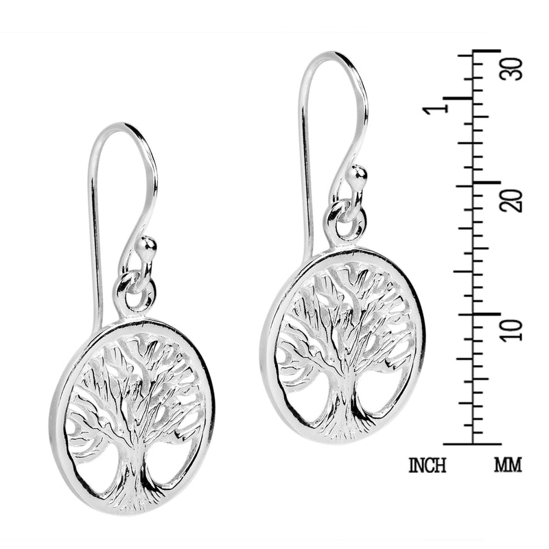[Australia] - AeraVida Retro Style Tree of Life Symbol .925 Sterling Silver Jewelry Set 