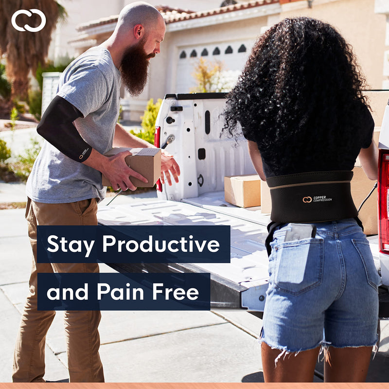 [Australia] - Copper Compression Back Brace - Copper Infused Lower Lumbar Support Belt. Relief for Muscle & Ligament Strain, Arthritis, Osteoporosis, Hernia, Ruptured Disc, Sciatica, Scoliosis - Fits Men & Women Large/X-Large (Pack of 1) 