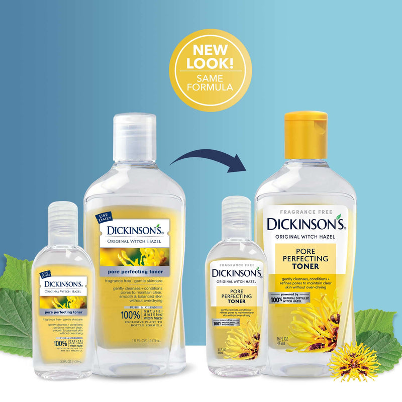 [Australia] - Dickinson's Original Witch Hazel Pore Perfecting Toner, 100% Natural, 16 Ounce Fragrance free Pore Perfecting (16 Fl Oz) 