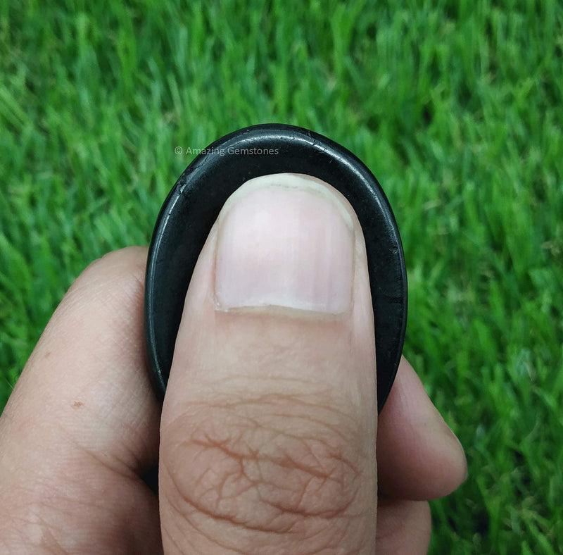 [Australia] - Black Tourmaline Crystal Worry Stone, Natural Gemstone Thumb Rubbing Stone - Fidget Palm Stone Healing Crystal Black Tourmaline 