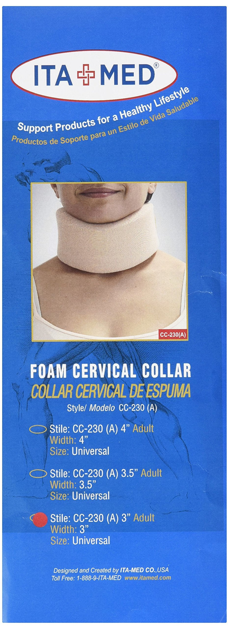 [Australia] - ITA-MED Foam Cervical Collar for Adult Neck Brace (3-Inch Wide) 3" Wide 