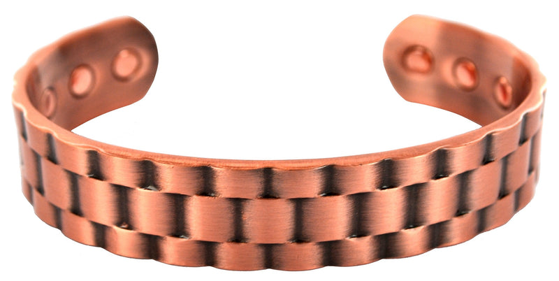 [Australia] - Stargems® Pure Copper Magnetic Bracelet Bangle 6 Powerful Magnets Chunky Watch Design Strong Wrist Band Men Women Ladies + Velvet Gift Pouch! 