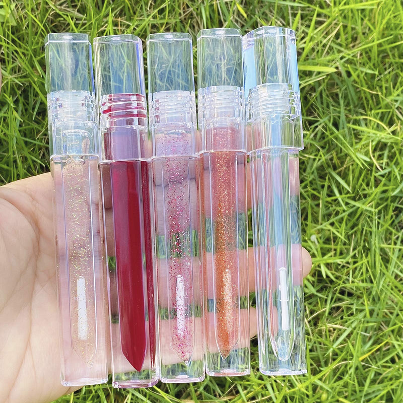 [Australia] - 10 Pieces Square Lip Gloss Tubes with Wand, 3ml Transparent Empty Lip Gloss Containers, Full Clear Lipgloss Balm Bottles with Rubber Inserts for DIY Lip Gloss, Lip Balm (Square Crystal) 