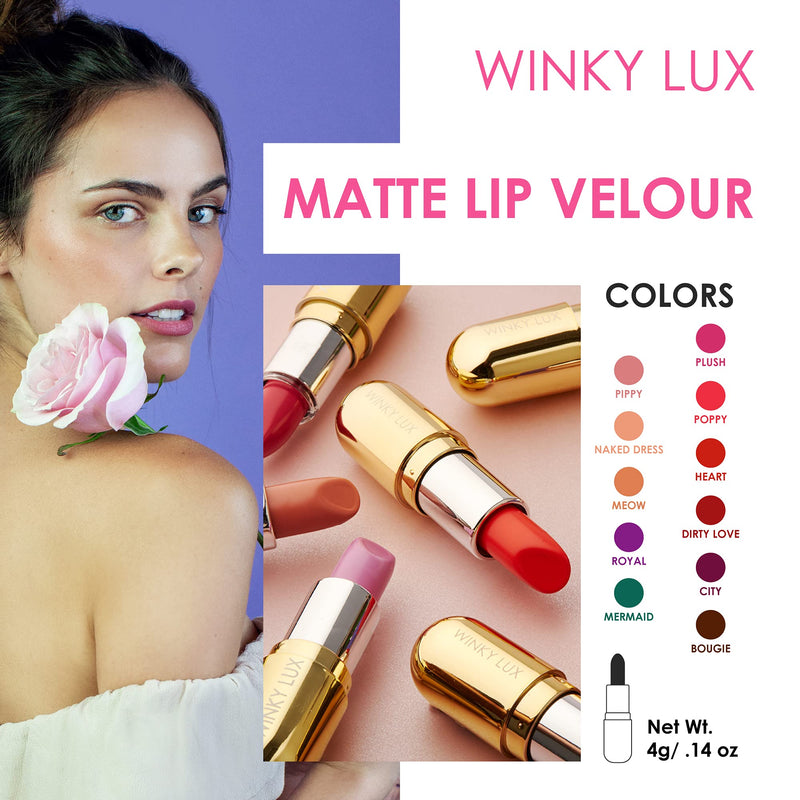 [Australia] - Winky Lux Matte Lip Velour, 24-Hour Long Lasting Lipstick, Hydrating with Castor Seed Oil and Vanilla for Everyday Wear. 0.14 Oz, Pippy 