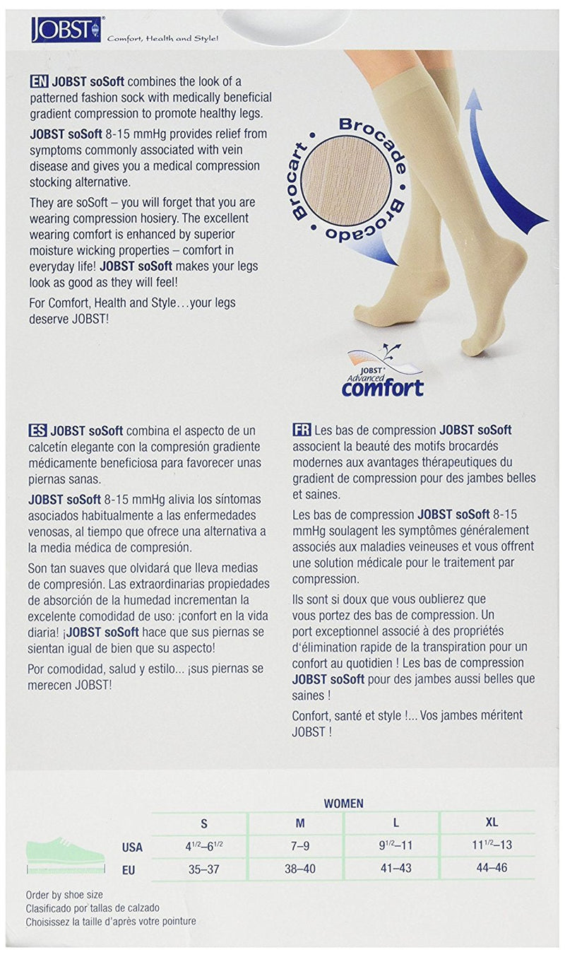 [Australia] - JOBST soSoft, Knee High Compression Socks, Brocade, 8-15 mmHg, Sand, MD 