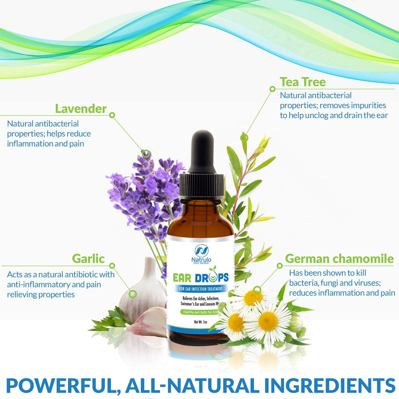 [Australia] - Natrulo Natural Ear Drops for Ear Infection Treatment - Homeopathic, Herbal Eardrops for Adults, Children & Pets - Relieves Ear Aches, Infections, Swimmer's Ear, Loosens Wax - Kids Safe, Made in USA 