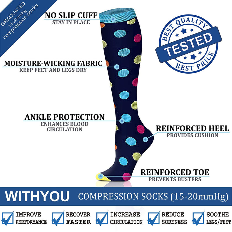 [Australia] - Compression Socks 15-20 mmHg is Best Athletic for Men & Women Running Flight Travel Nurses Pregnant 08(8 Pairs) Blue/Navy/White/Black/Navy/Gray/Black/Blue Small-Medium 