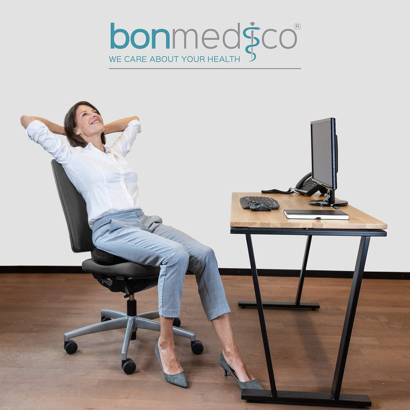 [Australia] - bonmedico Medical Doughnut Cushion - Ring Coccyx Cushion with Innovative Gel Layer for Pressure Relief and Bottom Pain Relief - Ideal for Haemorrhoids, Piles, Postnatal Care or as a Wheelchair Cushion Black Velour Large 