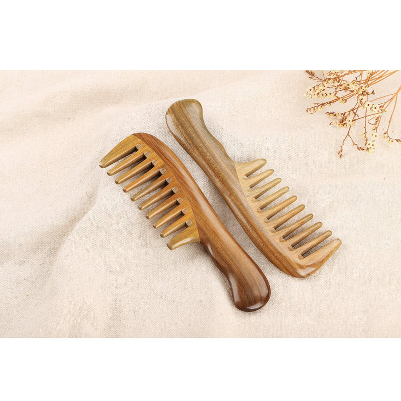 [Australia] - LWBTOSEE Wooden Hair Comb Wide Tooth Combs for Detangling, No Static, No Tangle, No Snag, Aroma Sandalwood Comb for Curly Wet Hair Women and Men (A) A 