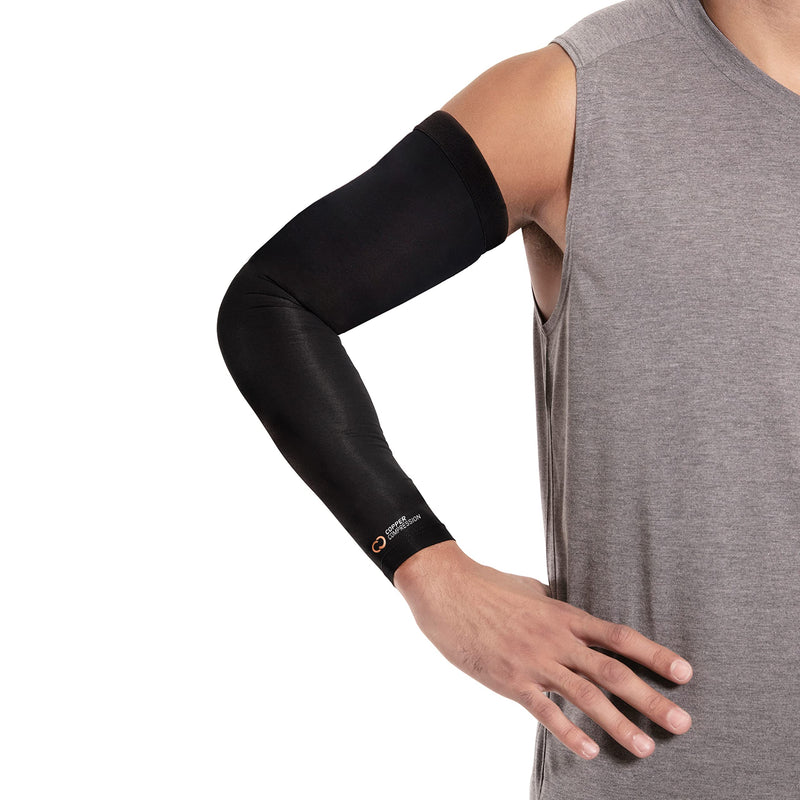 [Australia] - Copper Compression Arm Brace - Copper Infused Sleeve for Arms, Forearm, Bicep. Tennis Elbow, Basketball, Golf, Arthritis, Tendonitis, Bursitis, Osteoporosis, Rehab, Post Surgery, Physical Therapy. (M) Medium (Pack of 1) 