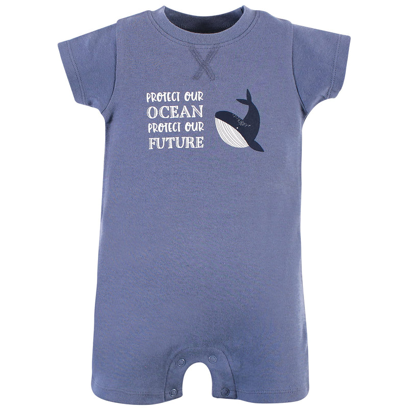 [Australia] - Touched by Nature Unisex Baby Organic Cotton Rompers 0-3 Months Ocean 