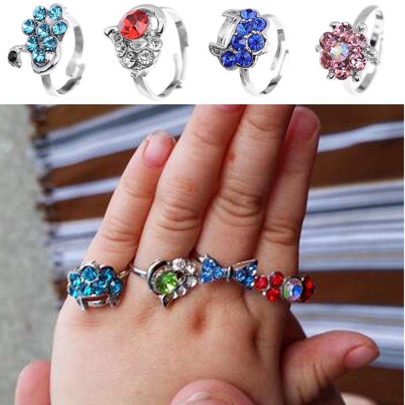 [Australia] - Shuning Children Kids 20pcs Cute Crystal Adjustable Rings Jewelry 