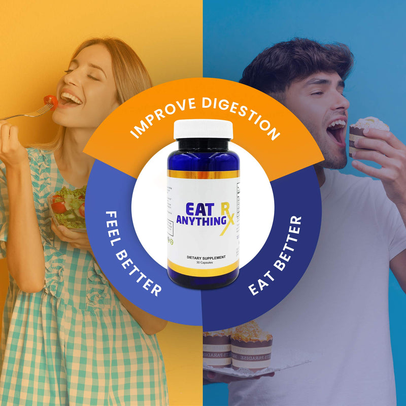 [Australia] - Dirobi Eat Anything Rx Digestive Enzymes, Gut-Health Supplements for Gas and Bloating Relief for Women and Men, Daily Prebiotic and Probiotic Supplement, 60 Capsules 60 Count (Pack of 1) 
