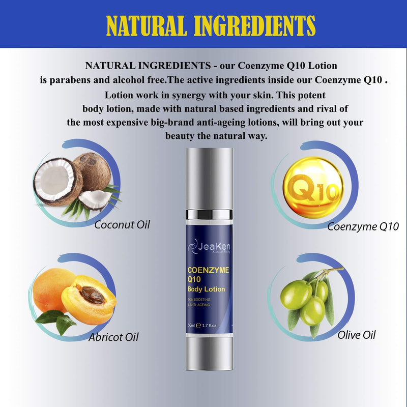 [Australia] - COENZYME Q10 NATURAL BODY LOTION - Anti-Ageing Firming Body Lotion to Keep Wrinkles and Fine Lines at Bay - Vegan Body Lotion Women and Mens Body Lotion for Very Dry Skin- 50ml Hydrating Lotion Bottle 