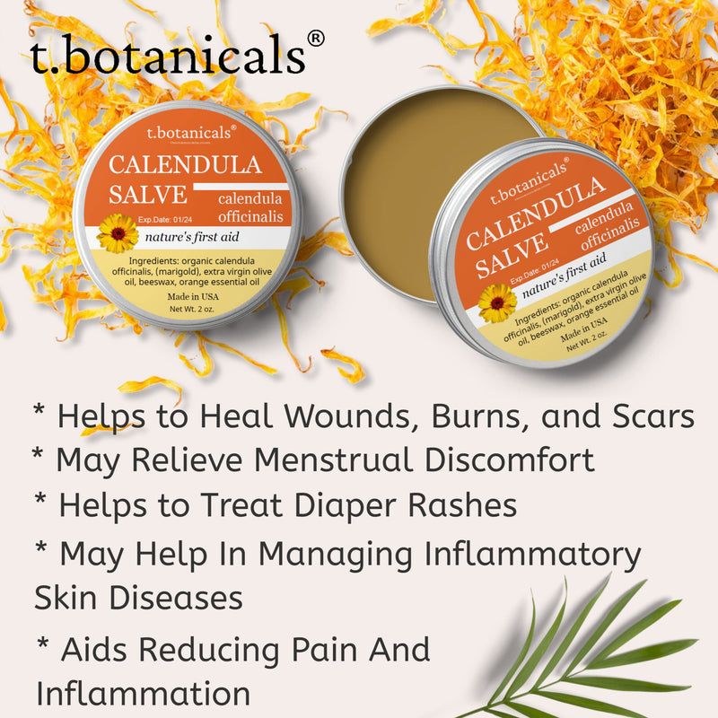 [Australia] - Calendula Salve, Skin Soothing Calendula Cream, Marigold Balm, Herbal Moisturizer Ointment for Eczema, Dry Skin, Rashes, Sunburn, Diaper Rash, Itchy Skin, Made in USA 2 Ounce 