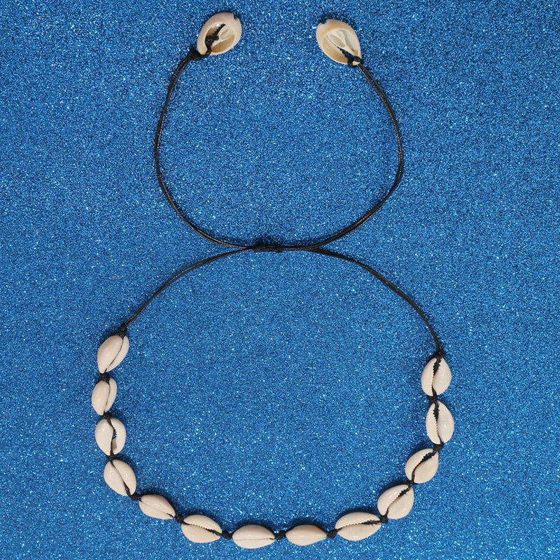 [Australia] - SXNK7 Natural Shell Necklace Choker for Women Girl Bead Pearl Handmade Hawaii Wakiki Beach Rope Jewelry Black Weaving Necklace 