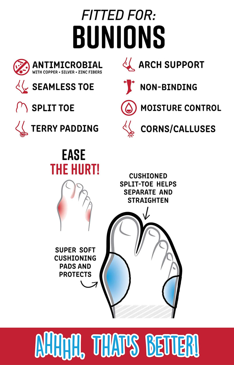 [Australia] - Doctor's Choice Bunion Relief Quarter Sock with Split Toe Separator and Soft Cushioning for Hallux Valgus, (Black, Large) Womens Shoe Size: 10-13 Black - Quarter Sock Large (Pack of 1) 