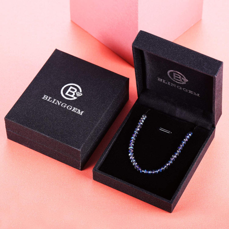 [Australia] - BlingGem Crystal Beads Anklet for Women 925 Sterling Silver Multicolor Gemstone Beads Ankle Bracelet Holiday Stylish Jewelry Gift for Girls Daughter 
