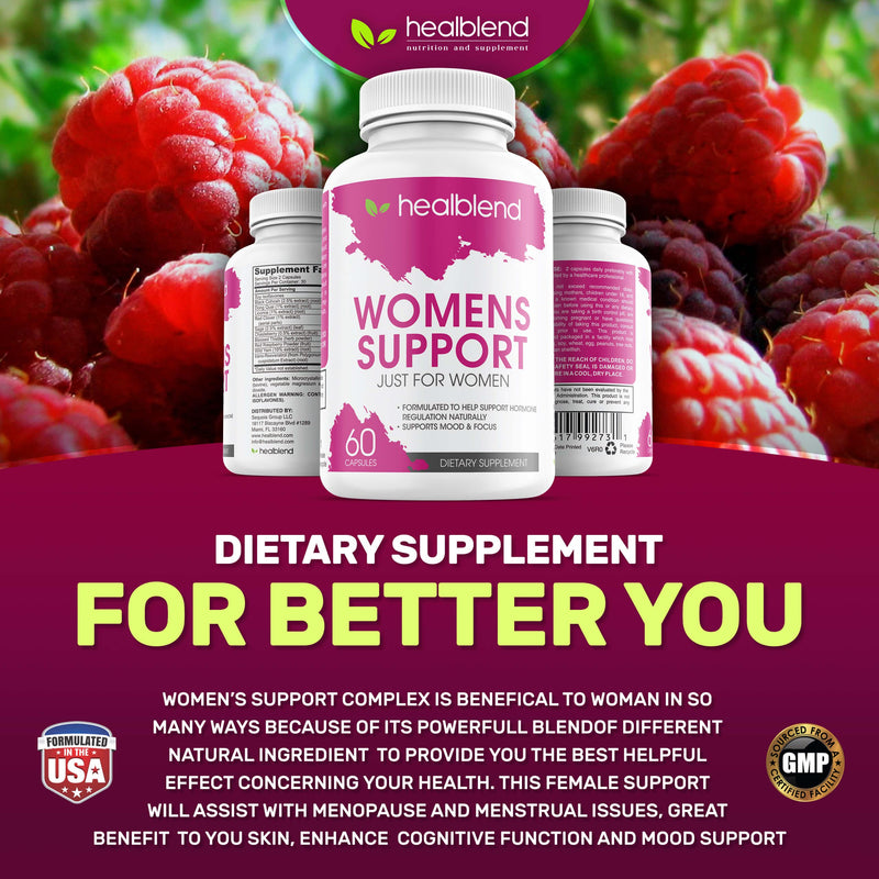 [Australia] - Women’s Support Complex Advanced Formula - Female Support Supplement for Hot Flashes, Night Sweats, Boosting Mood, Symptoms of Perimenopause and Menopause - Hormone Regulation Naturally - 60 Capsules 