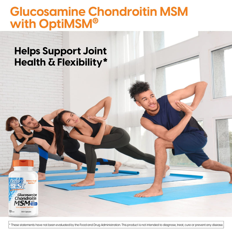 [Australia] - Doctor's Best Glucosamine Chondroitin MSM with OptiMSM, Supports Healthy Joint Structure, Function, & Comfort, Non-GMO, Gluten Free, Soy Free, 360 Count 