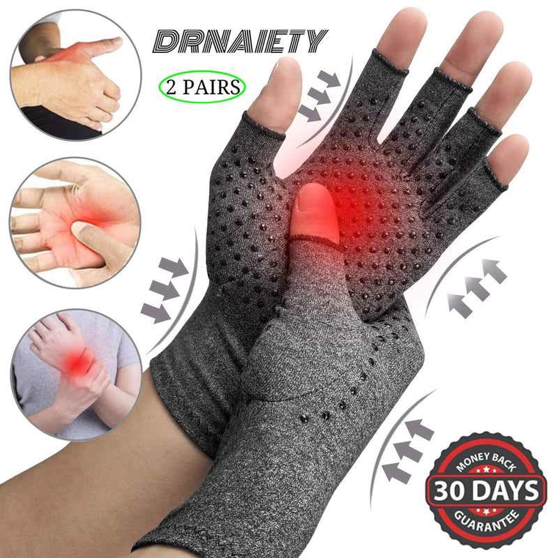 [Australia] - DRNAIETY 2 Pairs Arthritis Compression Gloves, Relieve Arthritis, Rheumatoid, Osteoarthritis, Carpal Tunnel Pain, Compression Gloves for Arthritis for Women & Men, Anti-Slip Glue dot Gloves for Work Medium 