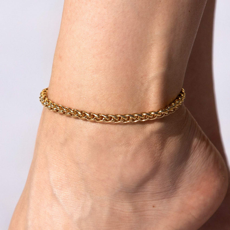 [Australia] - Lifetime Jewelry 5mm Ponytail Anklet for Women & Girls 24k Real Gold Plated 11.0 Inches 