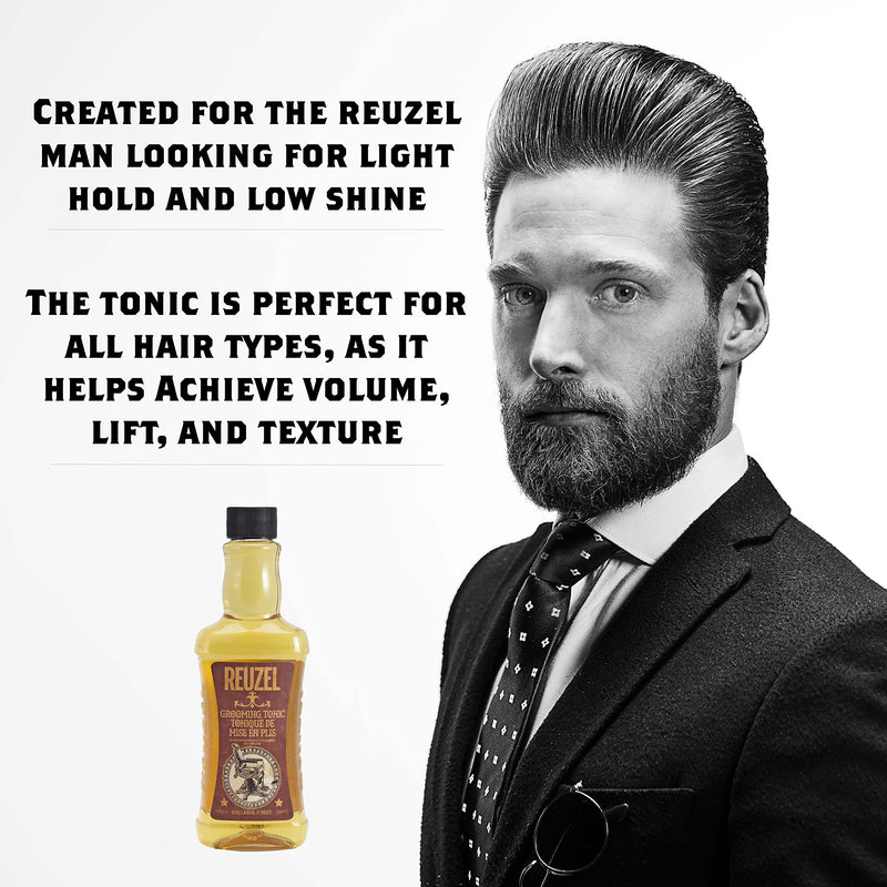 [Australia] - Reuzel Grooming Tonic - Pro Oil Treatment For Men With Organic And Natural Ingredients - Pure, Vegan Serum That Gives Hair Essential Strength And Moisture - Apple Peppermint Fragrance - 11.83 oz 