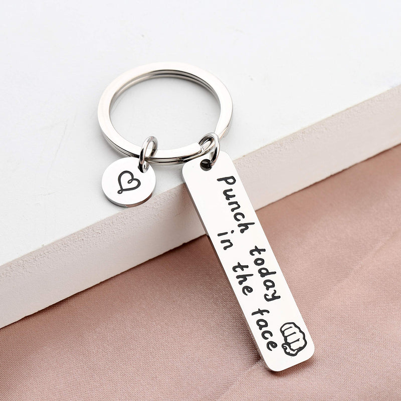 [Australia] - SEIRAA Motivational Quote Jewelry Punch Today in The Face Keychain Graduation Gift Self Care Gift for Her 