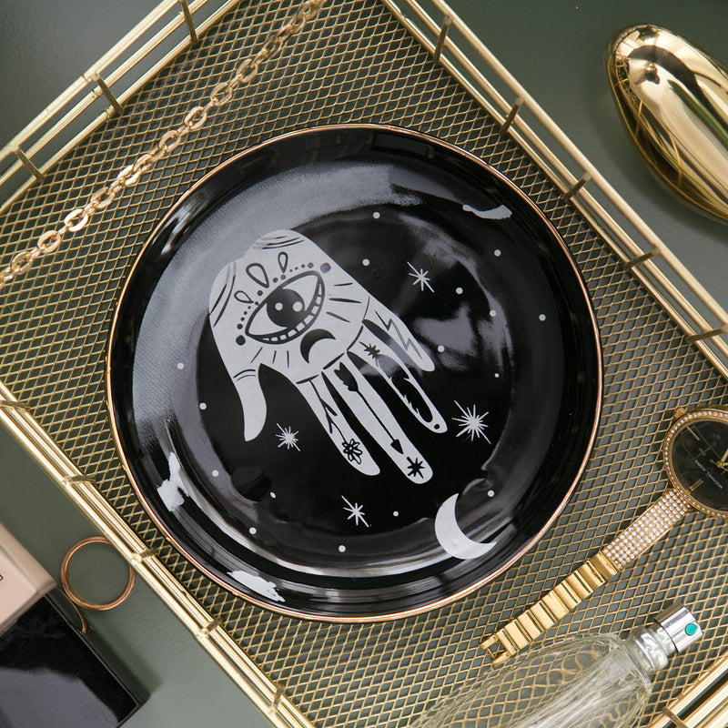 [Australia] - Friends Gifts for Her Jewelry Plate Trinket Dish Ring Holder Jewelry Tray - for Wedding and Engagement Rings, Earrings, Bracelets, Necklaces, Watches (Hamsa Hand) Hamsa Hand 