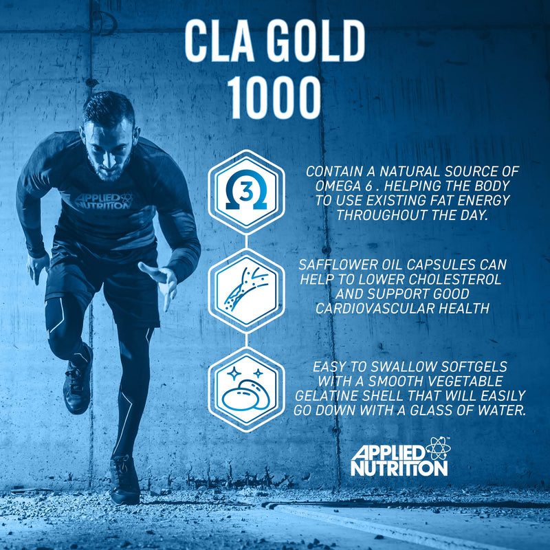 [Australia] - Applied Nutrition CLA Gold 1000-2000mg CLA Conjugated Linoleic Acid Per Serving, Weight Management Supplement, Natural CLA from Safflower Oil, 100 Veggie Softgels - 50 Servings 