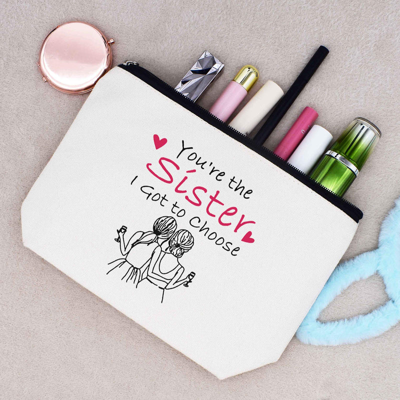 [Australia] - Makeup Bag Gift,Cosmetic Bag Gift for Sister,You're the Sister I Got to Choose,Birthday Anniversary Wedding Christmas Graduation Gifts for Sister,Soul Sister,Best friend,Women,Bestie,BFF,Women,Her 