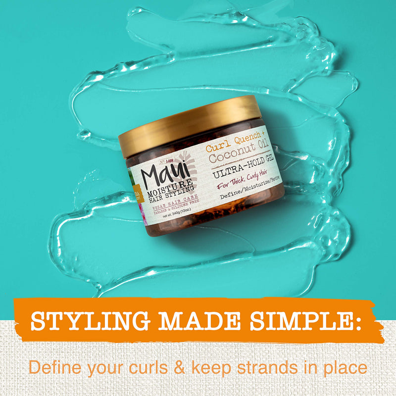 [Australia] - Maui Moisture Curl Quench + Coconut Oil Ultra-Hold Gel, for Curly Hair Styling, Vegan, No Drying Alcohols, Paraben Free, Silicone Free, 12oz 
