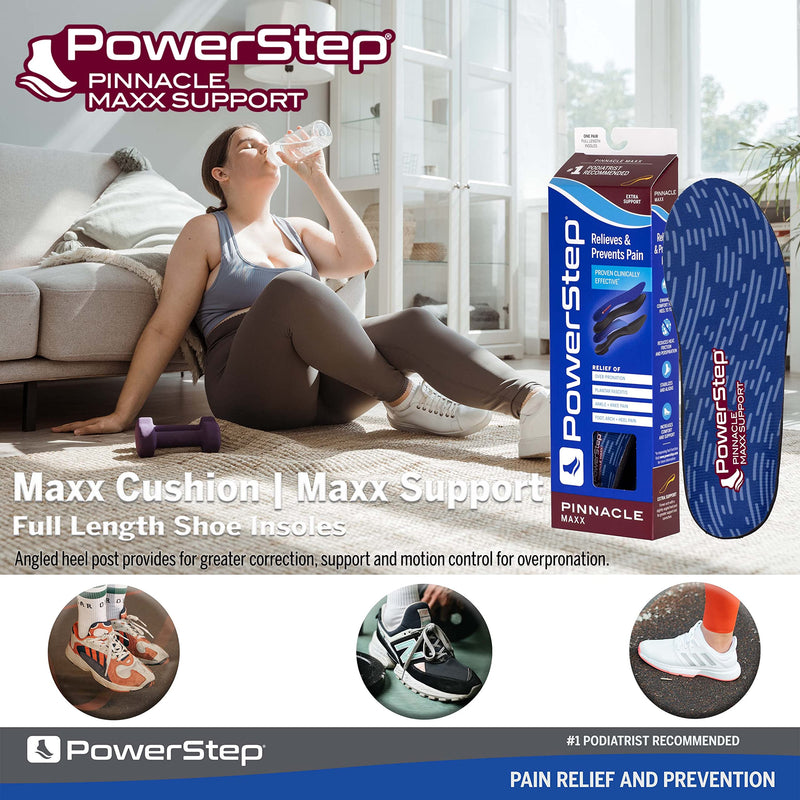 [Australia] - Powerstep Insoles, Pinnacle Maxx, Over-Pronation Corrective Insole, Maximum Arch Support Orthotic For Women and Men Men's 12-13 