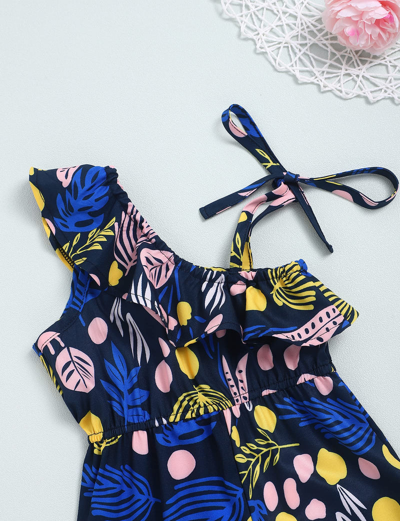 [Australia] - bilison Toddler Baby Girls Clothes Striped Romper Ruffle Sleeve Jumpsuit Bodysuit Summer Outfits Black Blue 1-2T 
