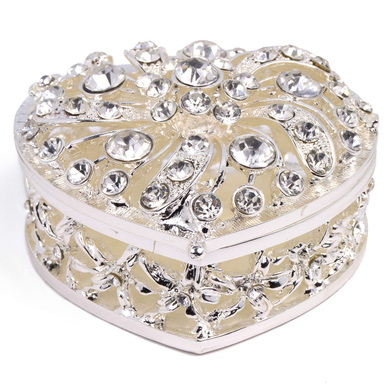 [Australia] - VI N VI Silver Rhinestone Heart Jewelry Box Trinket Box 