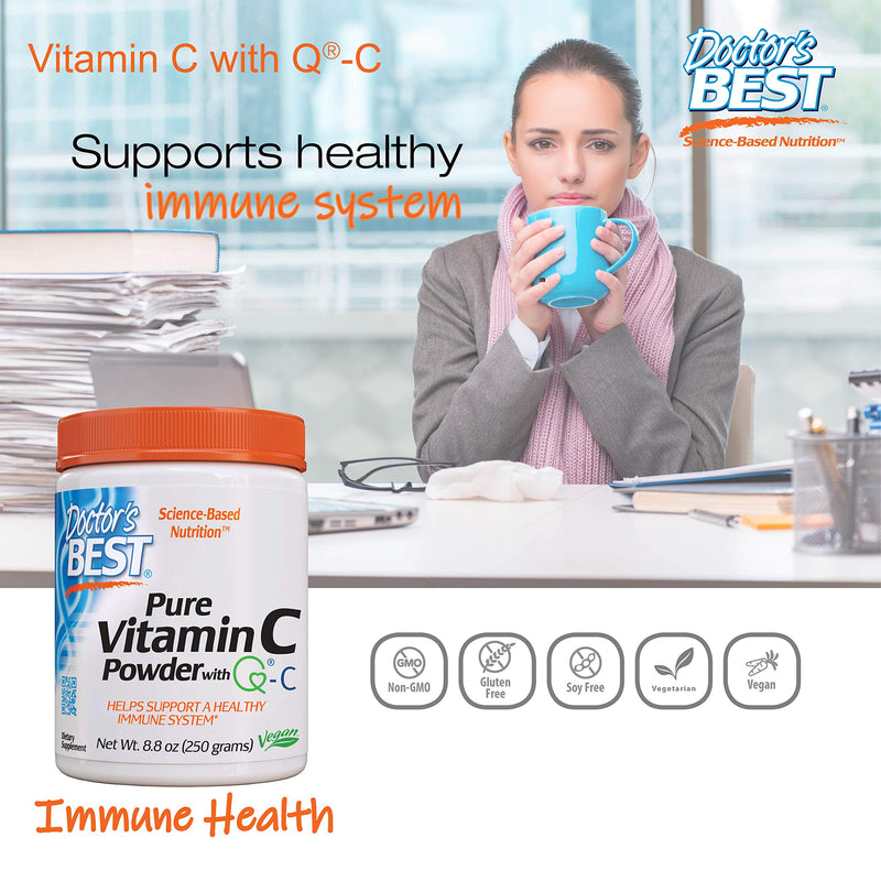 [Australia] - Doctor's Best Vitamin C Powder with Quali-C, Healthy Immune System, Brain, Eyes, Heart and Circulation, Joints, Sourced from Scotland, 250G, 8.8 Ounce (Pack of 1) 