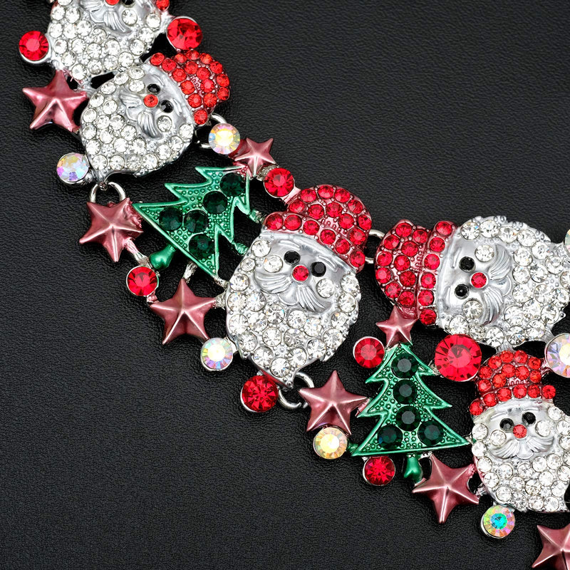 [Australia] - Luxury Rhinestone Statement Bib Necklace Earrings Sets Santa Claus Christmas Elements Party Costume Jewelry Gifts for Women STYLE 3 