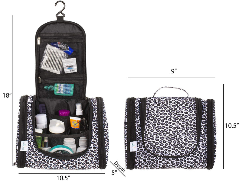 [Australia] - DMJSL Womens Medium Ladies Toiletry Travel Bag Hanging Toiletry Bag – Travel Makeup Organizer and Cosmetic Case, Travel Bag Organizer Toiletry TSA Approved, Black Leopard Print 